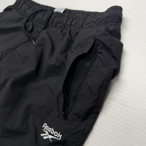 SAMPLE Reebok Mens Track Pants M Black Vector Leg Logo Sports Retro Classic Punk - Picture 5 of 18