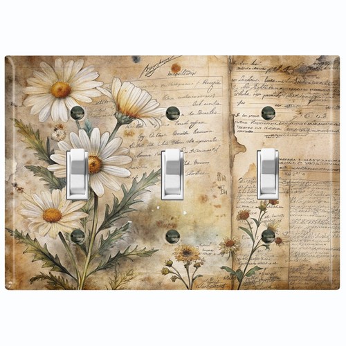Metal Light Switch Outlet Cover Wall Plate Daisy Botanical Flower Journal FWR220 - Imagen 8 de 35