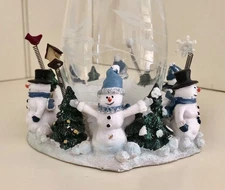 Holiday Season Candle Holder For 3 in Candle 6 Snowmen & 6 Trees Very Festive