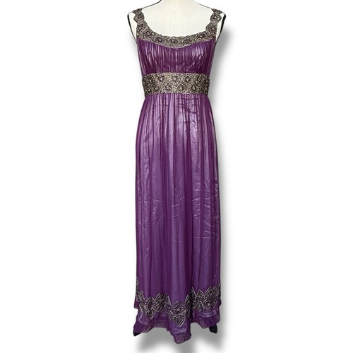 NEW Adrianna Papell Evening Gown Dress Silk Beaded Grecian Empire Regency Size 6 - Picture 19 of 21