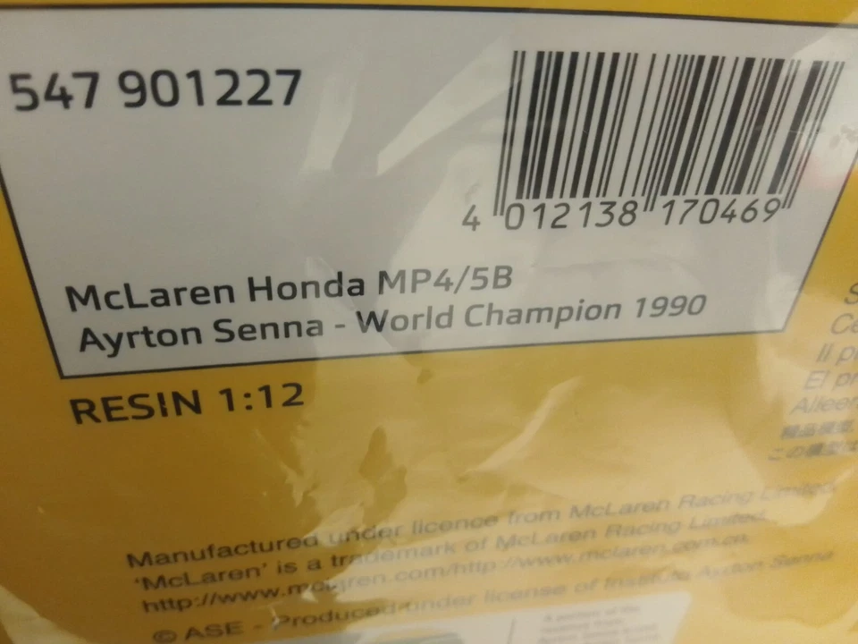 Minichamps Mclaren Honda MP4/5B #27 A. Senna World Champion 1990 1/12 547901227 - Immagine 4 di 4
