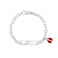 925 Sterling Silver Lady Bug 4.5mm Baby ID Bracelet Made in Italy Anti Tarnish
