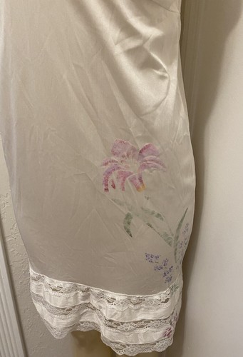 Vintage White Peignoir Night Gown Slip Nylon Lace Negligee Lingerie Small - Picture 14 of 22