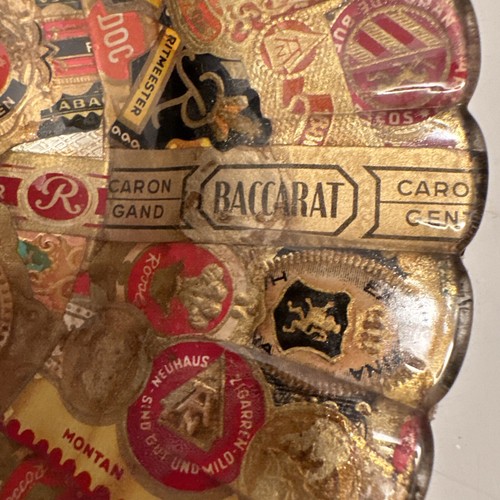 2 Folk Art Cigar Band Decoupage Plate Vintage - Picture 11 of 15