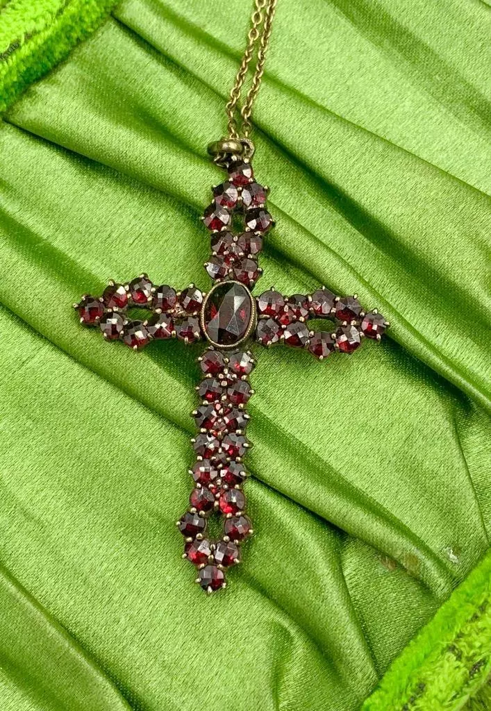 Garnet cross pendant deals