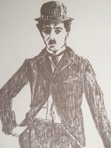 Print of Charlie Chaplin Pencil Drawing Signed Lanse, Framed  12.5" x 16.5" - Picture 3 of 5