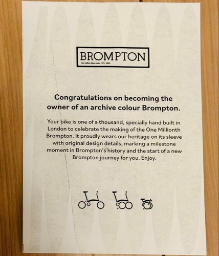 Brand new! Extremely rare! BROMPTON Archive Edition Asia limited color - Picture 19 of 20