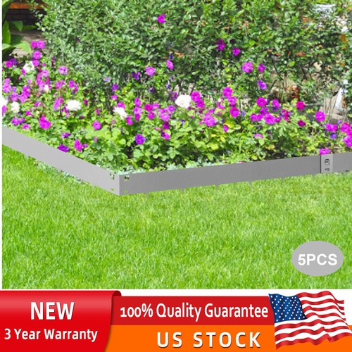 5PCS 3"x39" Outdoor Yard Barrier Steel Lawn Edging Metal Landscape Edging Grey - Picture 1 of 17