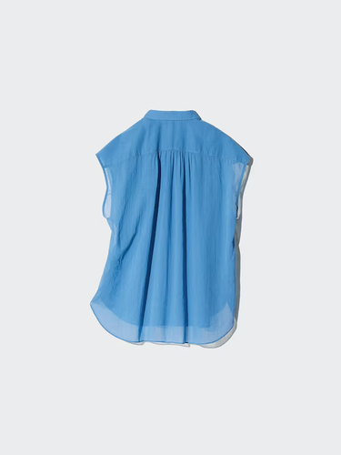 (ASK availability first)UNIQLO Cotton sheer blouse sleeveless new - Picture 2 of 8