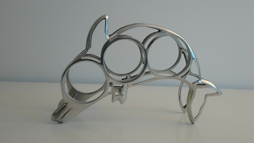 ESPOSITORE DI DESIGNER VINTAGE - FUSIONE DI ALLUMINIO - RAFFIGURANTE UN DELFINO - Foto 9 di 12