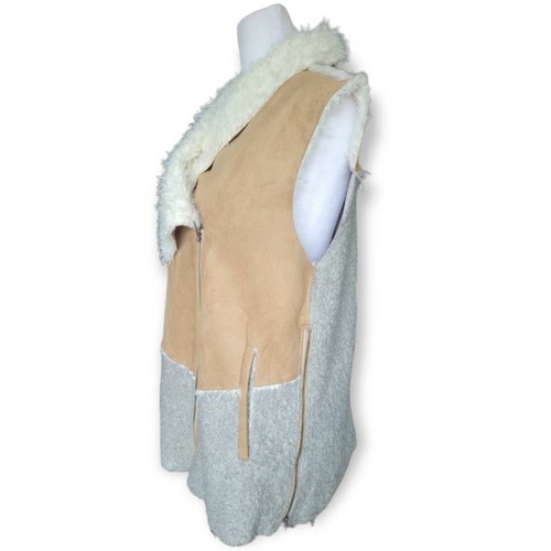 Anthropologie Women's Wool Sherpa Vest Size Large Neutral Fall Winter - Picture 6 of 12