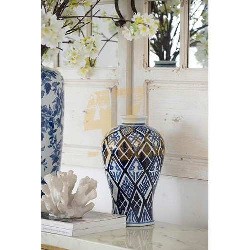 Porcelain Valora Blue White Vase Indoor Outdoor Home Decor Tabletop Decoration - Bild 5 von 6