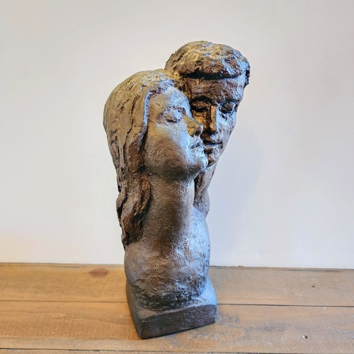 Vintage 70s Brutalist AUSTIN PRODUCTIONS Lovers Bust Signed Heavy Cast Sculpture - Picture 4 of 12