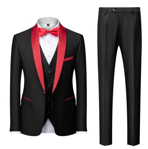 Nuevo traje blazer + pantalones + chaleco formal con bolsillos ajustados de negocios de 3 piezas para hombre - Imagen 2 de 15