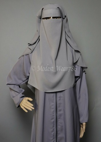 Saudi Style Muslim Women Niqab Burqa Veil Hijab Three Layer Korean Chiffon - Picture 15 of 50