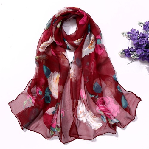 Women Long Scarves Soft Silk Wrap Lady Shawl Chiffon Scarf Thin Breathable Scarf - Picture 21 of 48