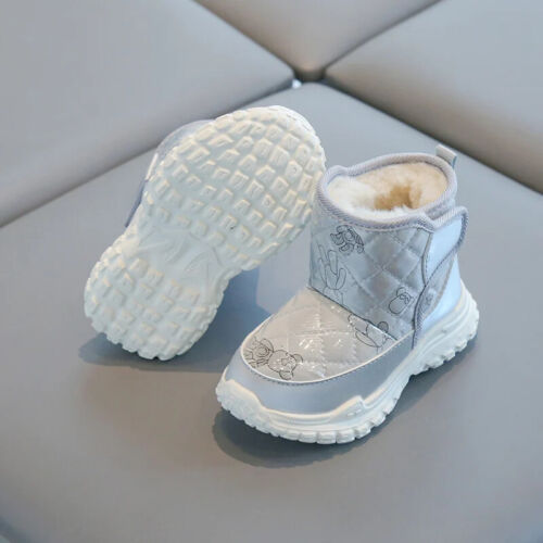 Boys Girls Winter Padded Warm Cotton Shoes Thick Bottom Non-slip Patent Leather - Picture 18 of 27