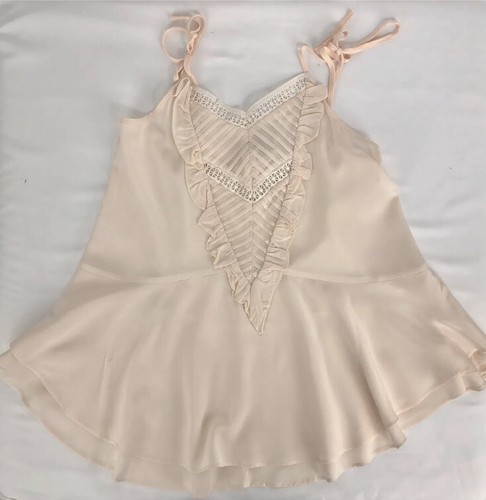 Chelsea Violet Women Tank Top Shirt Cami XS Spaghetti Ruffled Light Pink New - Picture 2 of 9
