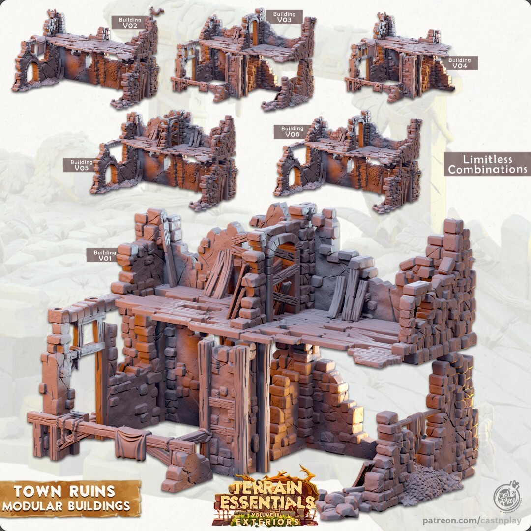 Terrain Essentials Town Ruins Modular Buildings eBay