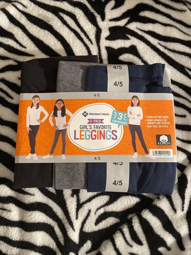 Member's Mark Girl's 3 Pack Favorite Comfort & Stretch Leggings Size 4/5 - Picture 1 of 2