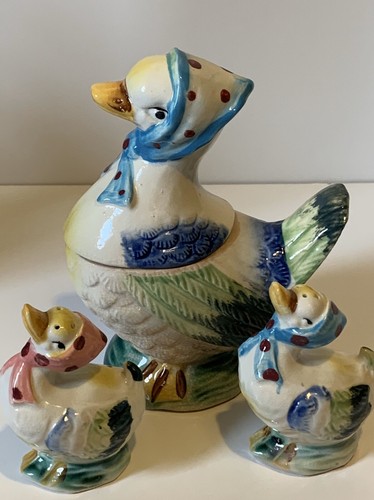 Mutter Gans Zuckerdose und Baby Ente Salz und Pfefferstreuer Set Hergestellt in Japan