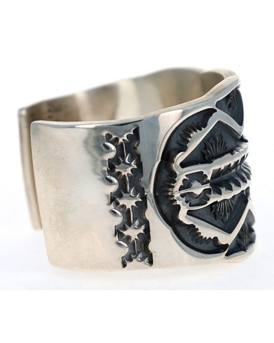 Schweres Sterlingsilber Armband von Navajo Künstler Jerrold Tahe - Bild 4 von 6