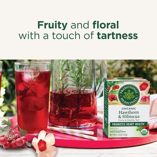 Traditional Medicinals Organic Heart Tea Hawthorn With Hibiscus 16 Bag - Picture 4 of 7