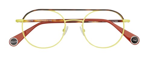 400€ Round Aviator Eyeglasses in Yellow Brown Metal WOOW Optical Frame - Picture 2 of 3