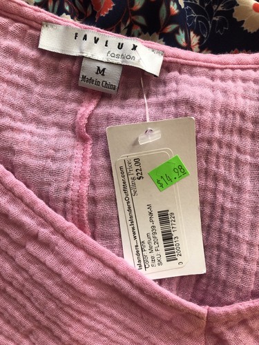 Favlux mauve pink short sleeves womens M Medium gauze tie top NWT - Picture 3 of 3