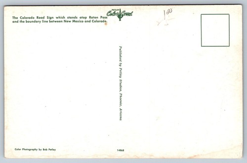 Raton Pass Colorado Road Sign Boundry Line Postcard - Picture 2 of 2
