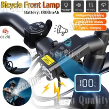 LED Bicycle Front Light Bike Light Headlight Horn USB Rechargeable With Remote