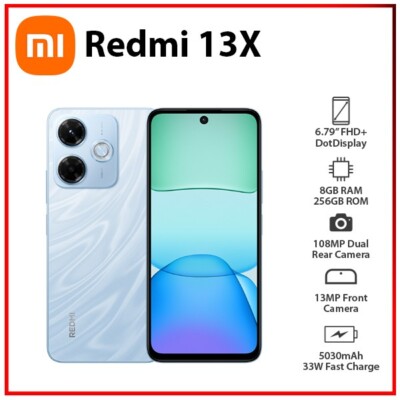 NEW Xiaomi Redmi 13x 4G 8GB+256GB BLUE Dual SIM Unlocked Android Mobile Phone