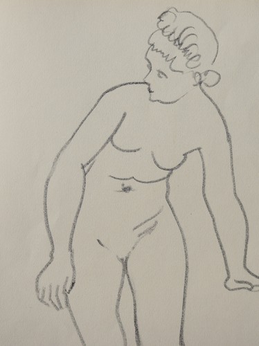 Unbekannt unsigniert / Bleistift Zeichnung stehender weiblicher Akt Frau - Picture 11 of 23