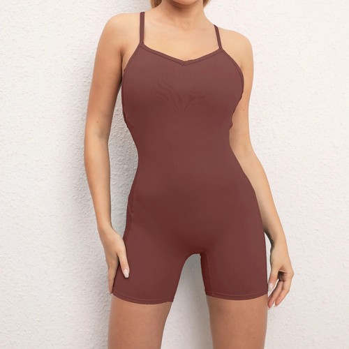 Women Athleisure Fitness Bodysuit One Piece Yoga Jumpsuit Gym Workout Clothes - Picture 51 of 54
