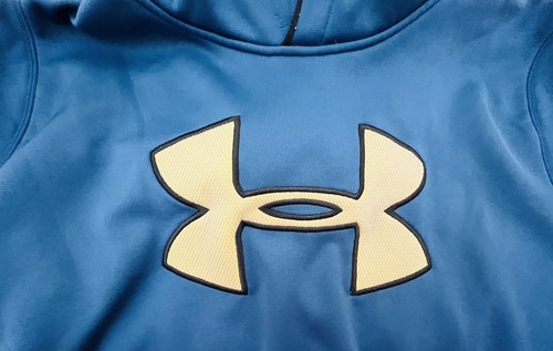 Under Armour Logo Youth XL Hoodie Pullover Blue Sweatshirt Front Pocket - Picture 8 of 9