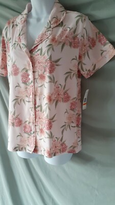 Flora Nikrooz Pink Pajama Top Floral Cap Sleeve  Medium 44'' BUST 