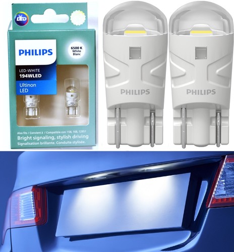 Philips Ultinon LED Light 194 White 6000K Two Bulb License Plate Tag Replace Lam