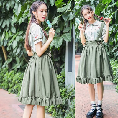 suspender dress girl