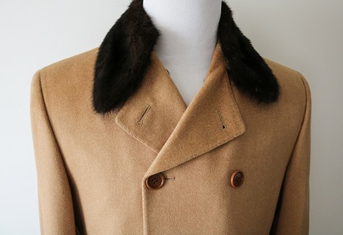 KITON Vicuna Cashmere Mink Fur Double Breasted Coat Overcoat Size 50 Euro Medium - Picture 2 of 12