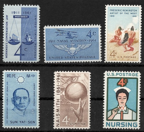 #1185-#1190 1961 US POSTAGE LOT OF six STAMPS , MNH - Picture 1 of 2