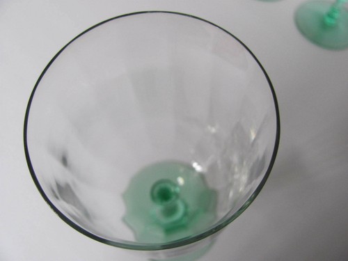 TIFFIN 15033 KRISTALL GRÜNER STIEL - KLARE OPTIK SCHALE WASSERKELCH - 4er SET - Bild 5 von 5