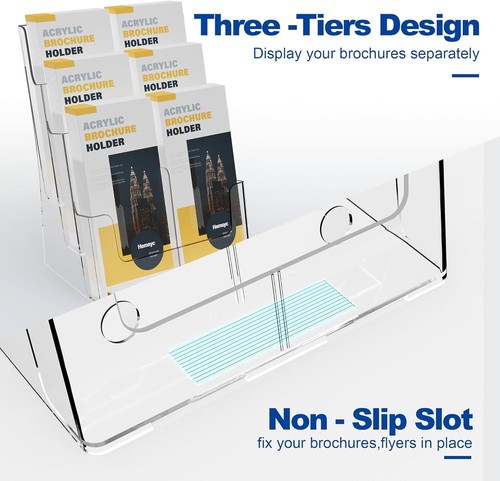 Brochure Holder 3 Tier 8.5X11 Display Stand with Removable Divider for 4X9 - Picture 6 of 6