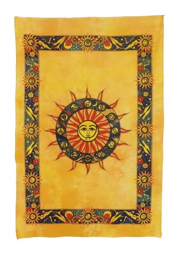 Yellow Mandala Burning Sun Tapestries Indian Wall Hanging Decor Bedspread Throw - Picture 2 of 3