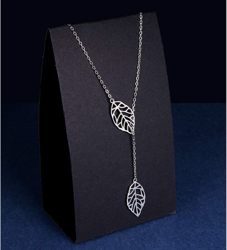 Long Leaf Y Lariat Necklace Long Chain Sterling Silver Jewelry Gifts for Her 30" - Picture 4 of 10