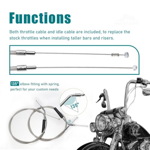 38" Softail Throttle & Idle Cable Set for Harley Standard Custom Deuce 2000-2015 - Bild 6 von 9