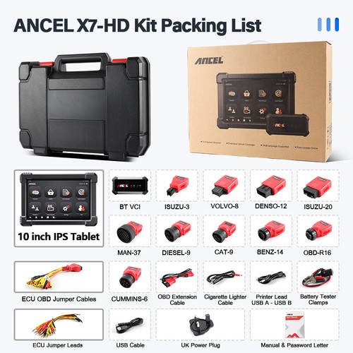 ANCEL X7 HD Heavy Duty Truck Diagnostic Tool Professional Full System 12V 24V - Picture 9 of 9