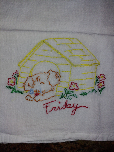 7 VTG Pups of the Week Cotton Hand Embroidered Dish Towels 28" - Bild 8 von 11