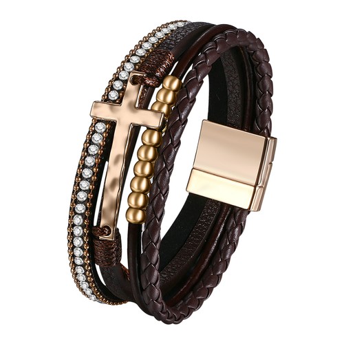 Men Women Multilayer Tree of life Cross Magnetic Bracelet Boho Beaded Bangle 8" - Picture 27 of 33