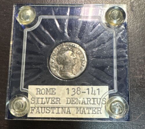 Römische 138-141 Silber Denar Münze Faustina Mater in Kapital Kunststoff kälter