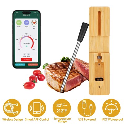 Smart Wireless Meat Thermometer Probe APP Control for Rotisserie BBQ Grill Oven